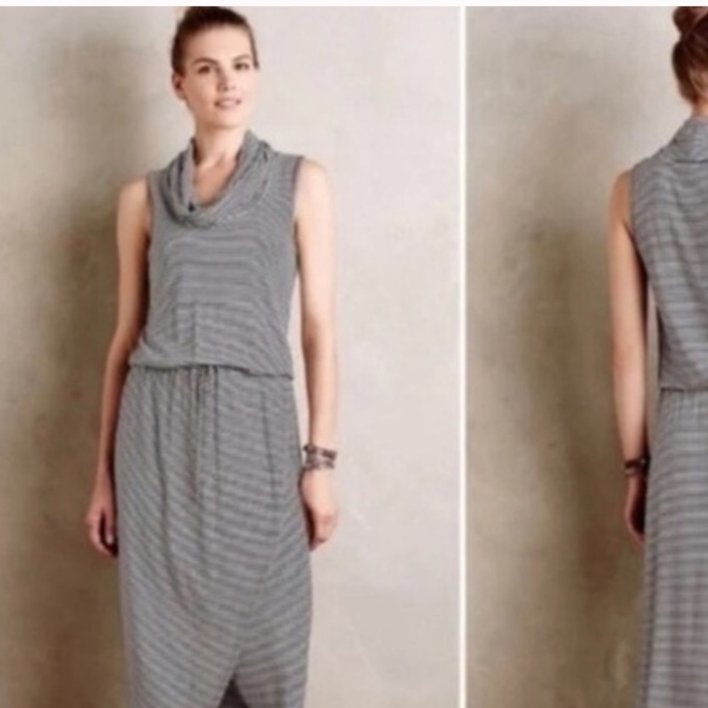 Dolan for Anthropologie tulip hem striped cowl neck dress